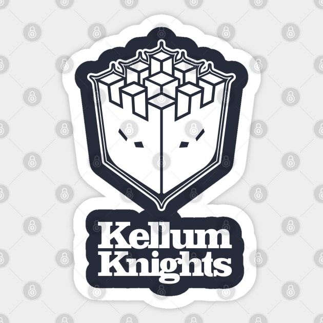 Kellum Knights Badge White Print Sticker by CreativeWear